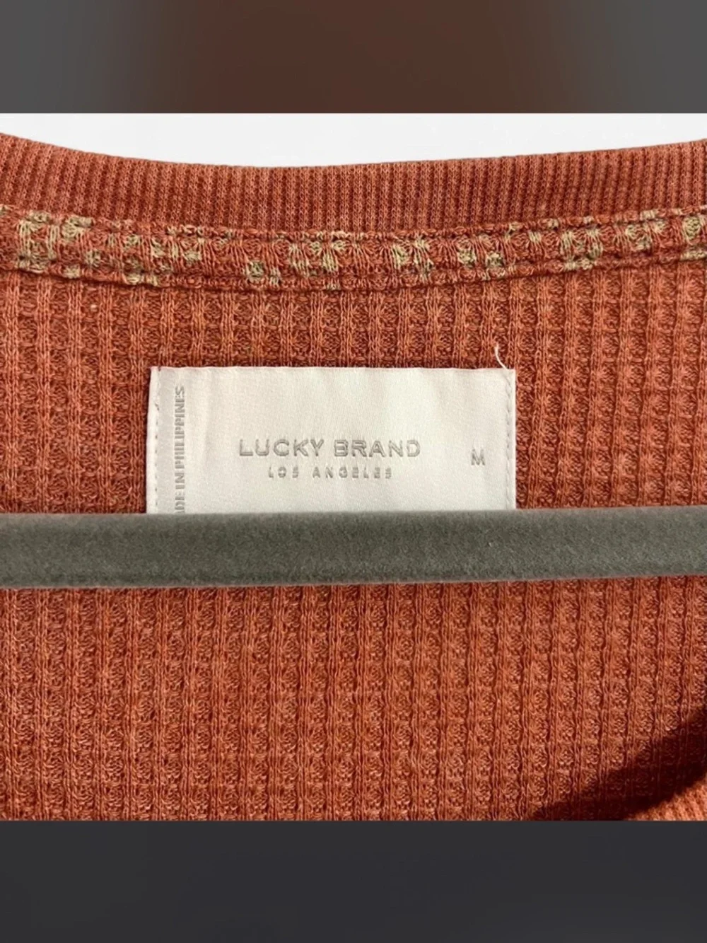 Lucky Brand Boho Babydoll Waffle Texture Henley Top - Picture 7 of 13